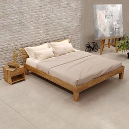 Krokwood Julia Massivholzbett in Eiche 180 x 200 cm FSC 100% Massiv Doppelbett, Natur geölt Eichebett, Billig Holzbett mit Kopfteil, massivholz Bett vom Hersteller und kostenlose Lieferung - 1