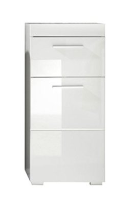 trendteam smart living Badezimmer Schrank Kommode Amanda, 37 x 79 x 31 cm in Weiß Hochglanz mit Schubkasten - 1